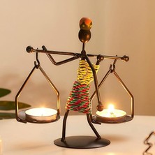 CetKing Kadın Figürlü Metal Ferforje Tealight Mumluk Ev Dekoru Süs