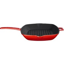 CetKing Metal Döküm Izgara Tava, Metal Saplı, 26X32 Cm, Siyah