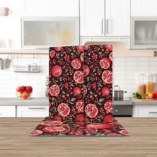 Decovetro Cam Sunum Servis Tabağı 3'lü Kare Set Nar Desenli