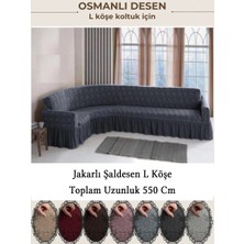 StarMall Jakarli 7 Kişilik Şal Desen L Köşe Koltuk Örtüsü, Esnek Koltuk Kılıfı, Osmanlı Desen (550CM)