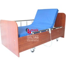 Emek Sağlık Naturel Ahşap 2 Motorlu Hasta Karyola – Yataklı Full Paket