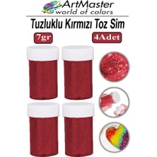ArtMaster Toz Sim Kırmızı 4 Adet 7 gr Tuzluklu Etkinlik Ders Okul Slime Dekorasyon Renkli Toz Sim Dekor Süsleme