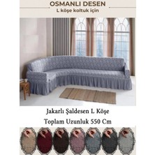 StarMall Jakarli 7 Kişilik Şal Desen L Köşe Koltuk Örtüsü, Esnek Koltuk Kılıfı, Osmanlı Desen (550CM)