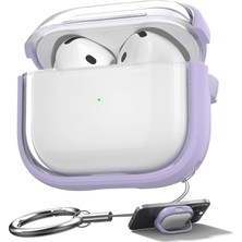 Caseonn Apple Airpods 4. Nesil / Anc Kılıf Renkli Kenar Kilitli Kapak Lila
