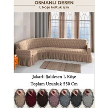 Upmall Jakarli Şal Desen 7 Kişilik L Köşe Koltuk Örtüsü, Esnek Koltuk Kılıfı, Osmanlı Desen (550CM)