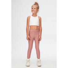 Lovetti Pudra Pembe Kız Çocuk Kışlık Deri Pantalon