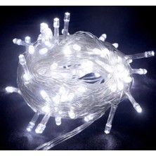 TE Dükkan Buğz 10M 100 LED Boncuk Lamba Beyaz Işık Şeffaf Kablo