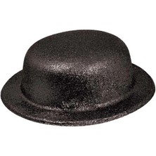 Eco Port Siyah Renk Yuvarlak Simli Plastik Parti Şapkası