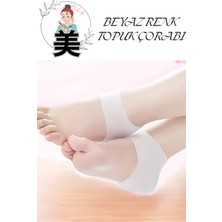 Beyaz Elastik Topuk Diken Çorabı, Rahat ve Şık Tasarım