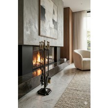 Vav Mühendislik Luks Şömine Maşa Takımı,şömine Takımı,şömine Aksesuarları Renk:gold