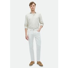 Ramsey Ekru Düz Dokuma Slim Fit Casual Pamuk Karışımlı Pantolon