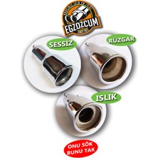 Egzozcum 60 Mm. 3 Lü Vidalı Nikelaj Uç Takımı Sessiz/rüzgar Sesli/ıslık Sesli Tak-Sök