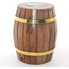 Livenda Pirinç Ahşap Fıçı Kumbara 12.5 cm WB535