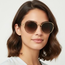 Daniel Klein DK4329-3 Kahverengi Gold Grace Round Premium Kadın Güneş Gözlüğü