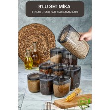 Poomy Saklama Kabı Set - 9'lu Set Sızdırmaz Kapaklı Oval Kristal Erzak Saklama Kabı 3X(900 ML-1300 ML-2100