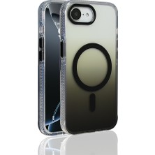 iPhone 16E Kılıf M-Safe Şarj Özellikli Transparan Renk Geçişli Zore Toros Kapak - Siyah