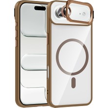 iPhone 17 Air Kılıf Standlı ve Kamera Lens Hediyeli M-Safe Şarj Özellikli Zore Etro Kapak - Desert T