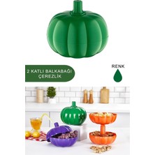Poomy Balkabağı Sunumluk / 2 Katlı Veya Tek Katlı Kullanılabilen Yeşil Büyük Pratik Çerezlik