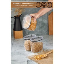 Poomy 3'lü Set Sızdırmaz Vakum Kapaklı Oval Kristal Erzak Saklama Kabı Şeffaf 3 x 1300 ml