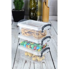 Poomy 12'li Kilit Kapaklı Buzdolabı Organizer ve Yemek Erzak Saklama Kabı Seti 0.5 Lt