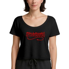 Zepplin Giyim Possessed Red Logo Siyah Kadın Tişört