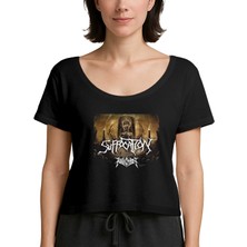 Zepplin Giyim Suffocation With Special Guests Siyah Kadın Tişört