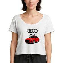 Zepplin Giyim Audi A3 Text Logo Beyaz Kadın Tişört