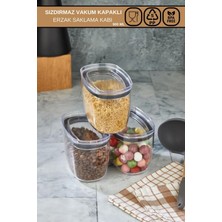 Poomy 3'lü Set Sızdırmaz Vakum Kapaklı Oval Kristal Erzak Saklama Kabı Şeffaf 3 x 900 ml