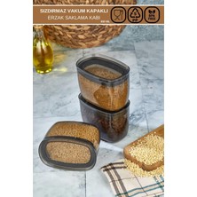 Poomy 3lü Set Sızdırmaz Vakum Kapaklı Oval Kristal Erzak Saklama Kabı Antrasit 3 x 900ML