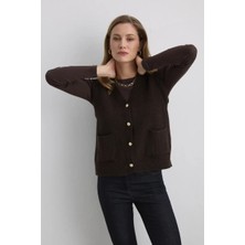 Gusto Yünlü Triko Yelek - Kahverengi