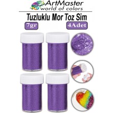 ArtMaster Toz Sim Mor 4 Adet 7 gr Tuzluklu Etkinlik Ders Okul Slime Dekorasyon Renkli Toz Sim Dekor Süsleme