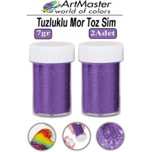 ArtMaster Toz Sim Mor 2 Adet 7 gr Tuzluklu Etkinlik Ders Okul Slime Dekorasyon Renkli Toz Sim Dekor Süsleme