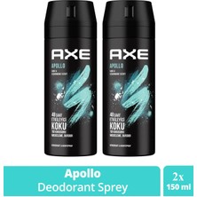 2 Adet Axe Erkek Sprey Deodorant Apollo 48 Saat Etkileyici Koku Vücut Spreyi 150 ml