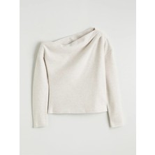 LC Waikiki Lcw Vision Ekru Kayık Yaka Büzgülü Bluz