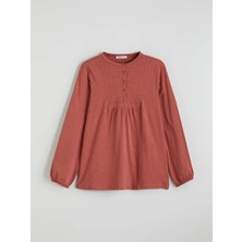 LC Waikiki Lcw Grace Kırmızı Bisiklet Yaka Nakışlı Bluz