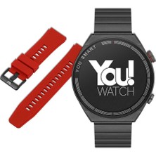 You Watch R13-AR134 You Smart Black Metal & Red Silicon Unisex Kol Saati