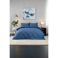 Favora Miora %100 Pamuk Saten Çift Kişilik Nevresim Takımı- Mavi