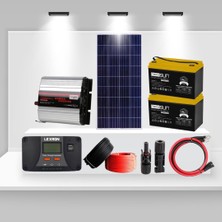 Kamusolar Mini Bağ Evi Için 170W Güneş Paneli ve 1200W Inverterli Solar Enerji Paketi