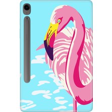 Adasena Samsung Galaxy Tab S9 Fe SM-X510 10.9" Kılıf Tablet Için Desenli Silikon Kapak - Flamingo