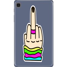 Adasena Samsung Galaxy Tab A7 Lite SM-T220 Kılıf Tablet Için Desenli Silikon Kapak - Orta Parmak