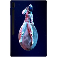 Adasena Samsung Galaxy Tab S10+ Plus SM-X820 12.4" Kılıf Tablet Için Desenli Silikon Kapak - Oturan Astronot