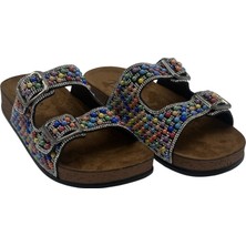 Pienn Anatomik Rahat Taşlı Boncuklu Çift Tokalı Kadın Terlik