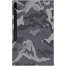Adasena Samsung Galaxy Tab S10 Ultra SM-X920 14.6" Kılıf Tablet Için Desenli Silikon Kapak - Gri Kamuflaj