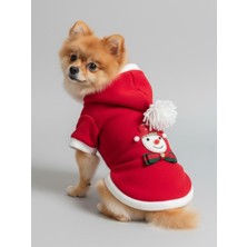 Kemique Kardanadam Kırmızı Polar Köpek Kıyafeti | Kapüşonlu Noel Köpek Sweatshirt | Küçük Irklar Için