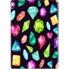 Adasena Huawei Mediapad T5 10.1" Kılıf Tablet Için Desenli Silikon Kapak - Elmaslar