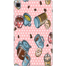 Adasena Samsung Galaxy Tab A7 Lite SM-T220 Kılıf Tablet Için Desenli Silikon Kapak - Kahve Molası