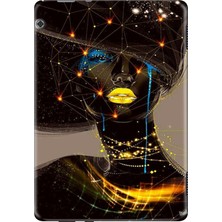 Adasena Huawei Mediapad T5 10.1" Kılıf Tablet Için Desenli Silikon Kapak - Yaldızlı Kız