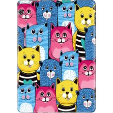 Adasena Huawei Mediapad T5 10.1" Kılıf Tablet Için Desenli Silikon Kapak - Süslü Kediler