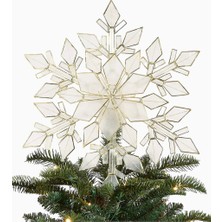 Crate & Barrel Capiz Shell Snowflake Christmas Tree Topper Yılbaşı Ağaç Süsü