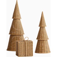 Crate & Barrel Crate& Barrel Alford Rattan Ön Kapı Dekor Seti 3’lü Dış Mekan Yılbaşı Süsleri